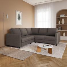 Imagem de Sofá de Canto Orquídea 5 Lugares em Linho CabeCasa MadeiraMadeira Grafite