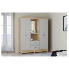 Imagem de Guarda Roupa Solteiro Ambiente Cordoba 4 Portas Damasco Off White  Poq