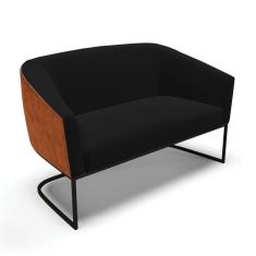 Imagem de Sofá Namoradeira 2 Lug Industrial Preto Stella Noz-linho D03 - D`rossi Cor Preto