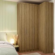 Imagem de Guarda Roupas Modulado De Canto Reto 2 Peças Com 4 Portas Paris Móveis Avelã Pf Com Avelã Pf