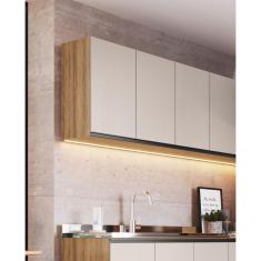 Imagem de Armário Aéreo Cozinha 120 cm 3 Portas 2 Prateleiras Quiditá - Montana/Fumê