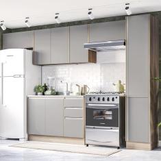 Imagem de Cozinha Completa 5 Módulos 9 Portas 3 Gavetas Campanele Politorno Castanho/Cinza