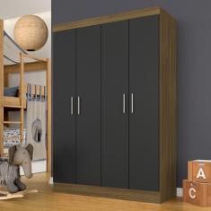 Imagem de Guarda Roupa Solteiro Paris 4 Portas Boreal/preto - Móveis Arapongas