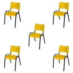 Imagem de Kit 5 Cadeiras Iso Fixa Tubular Igreja Escritório Sorveteria Empilháve