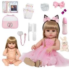 Imagem de Boneca Reborn Loira Bailarina Corpo 100% Vinil Bolsa Itens - Cegonha R