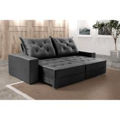 Imagem de Sofá Retrátil e Reclinável 3 Lugares 230cm Ágata Suede Cinza