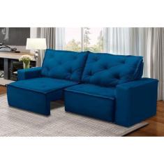 Imagem de Sofá Retrátil E Reclinável 3 Lugares Com Molas 1,80M Alana Suede Azul