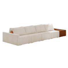 Imagem de Sofá Ilha 4 Lugares Living 472cm Modulado para Sala Lary Bouclê Bege K01 - D`Rossi