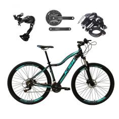Imagem de Bicicleta Aro 29 Ksw Mwza Feminina Câmbio Shimano Alívio E Altus 27v F/hidráulico Garfo Trava - Preto/azul Tam.17
