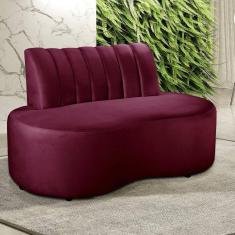 Imagem de Sofá Redondo Curvo Orgânico Namoradeira Doha Bordô