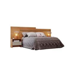 Imagem de Painel Cama Box Madeirado - Prime 2 Mesas c/ 2 Gavetas Casal Cumaru/Fe