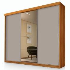 Imagem de Guarda Roupa Casal Ímola 3 Portas de Correr com Espelho Freijó Maní - Luapa