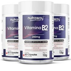 Imagem de Kit 3 Vitamina B2 200mg Nutraway 60 cápsulas