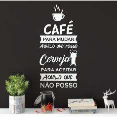 Imagem de Adesivo De Parede Frase Café Cerveja Chopp Tamanho 50X100Cm