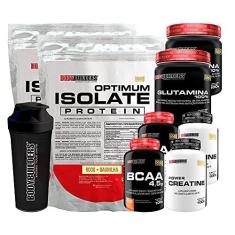 Imagem de Kit 2xOptimum Isolate Whey Protein Baunilha + 2xBcaa 100g + 2xCreatina 100g + 2x Glutamina 300g + Coqueteleira -Bodybui