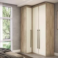Imagem de Guarda Roupa Modulado Canto Reto 3 Portas MDF Lótus Carvalho/Off White