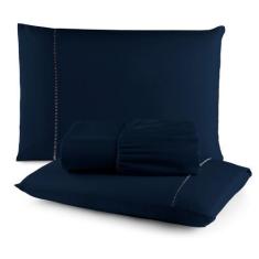 Imagem de Jogo De Lençol Casal 3 Peças 400 Fios Ponto Palito Cores - Oficina Dos