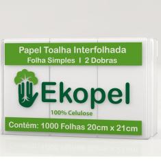 Imagem de Papel Toalha Interfolha 2 Dobras 20x21cm PT 1000 FL Ekopel