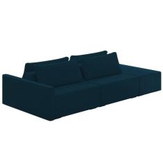 Imagem de Sofá Ilha Modular com Puff para Sala Living 252cm Georgia K04 Veludo Azul - Mpozenato