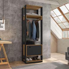 Imagem de Guarda-Roupa Closet Titan 1 pt Preto e Freijó
