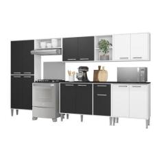 Imagem de Armário De Cozinha Compacta Xangai Jazz Multimóveis Branco/Preto