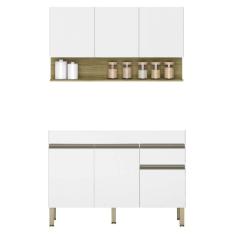 Imagem de Armário De Cozinha Com Balcão Sem Tampo 150cm Lina K02 Supremo/freijó - Mpozenato