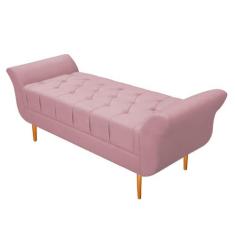 Imagem de Recamier Estofado Ari 140 cm Casal Suede Rosa Bebê - Amarena Móveis