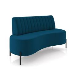 Imagem de Sofá 2 Lugares Living 135cm Pé Ferro Pto Maraú Veludo Azul Marinho K01 - D`Rossi