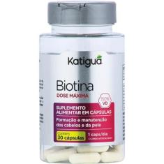 Imagem de Katiguá, Biotina Dose Máxima, Formação e Manutenção de Cabelos e Pele, Sem sabor, 30 Cápsulas rígidas • 30 doses, Cinza