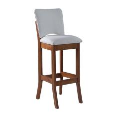 Imagem de Banqueta Alta Estofada Bianca 38x108Cm Madeira Imbuia Linho Bege Cru L71