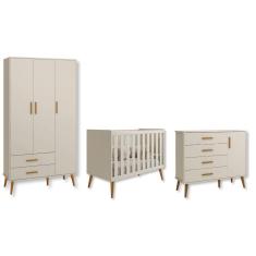 Imagem de Quarto de Bebê Berço + Cômoda + Guarda Roupa Isis Areia Fosco