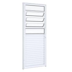 Imagem de Porta de Giro Mista Natural com Basculante Riobras Alumínio 215cmx85cm Branco