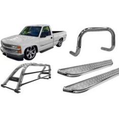 Imagem de Kit QUEBRA MATO+ESTRIBO CHAPA+SANTO ANTONIO SILVERADO CROMO