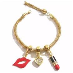 Imagem de Pulseira Berloque Boca Batom Folheado a Ouro 18k