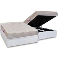 Imagem de Cama Box Baú King: Colchão Espuma D45 Herval Top + Base CRC Courano White(193x203)