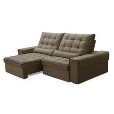 Imagem de Sofá 4 Lugares Retrátil e Reclinável Alasca Veludo Castor