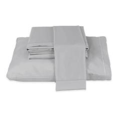 Imagem de Jogo De Lençol Casal Padrão 3 Peças Percal 300 Fios Cinza - Armazem Do