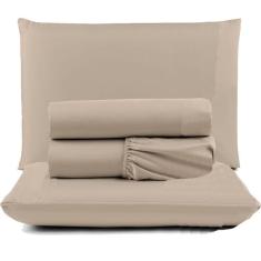 Imagem de Jogo De Lençol Pratik Peletizado Queen 4 Peças Barato - Avelã