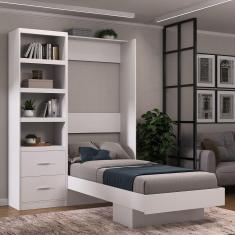 Imagem de Cama Articulada Solteiro com Estante 2 Gavetas 4 Prateleiras 8301 Foscarini Branco