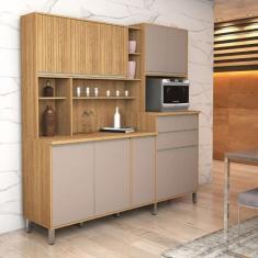 Imagem de Armário Cozinha Completa Gabi Moderno Ripado Pronta Entrega - Sambare 