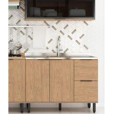 Imagem de Balcão Para Cozinha2 Portas 3 Gavetas Toscana Espresso Móveis Freijó