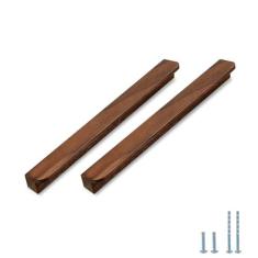 Imagem de Evionlin 2 maçanetas de madeira de nogueira, ângulo oblíquo de 20,8 cm, puxador de porta de armário de madeira estilo antigo longo de nogueira