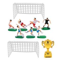 Imagem de TOYANDONA Brinquedos Futebol Conjunto Rede Futebol Em Miniatura Com 7 Jogadores 1 Troféudo Jogo Futebol Kitcoração Bolo Kitcoração Cupcake Brinquedos