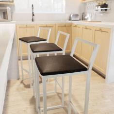 Imagem de Jogo 2 Banqueta Alta Balcão Bistrô Branca Confort Industrial Assento E