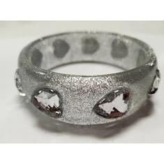Imagem de pulseira bracelete de acrilico com glitter e chaton de coração prata