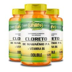 Imagem de Kit 3 Cloreto De Magnésio P.A. 800Mg Unilife 120 Cápsulas