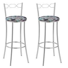 Imagem de Kit 2 Banquetas Cromadas Bc51-a E507 Cromado/Preto