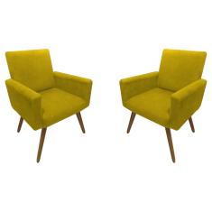 Imagem de Kit 02 Poltrona Decorativa Nina Pés Palito Suede 