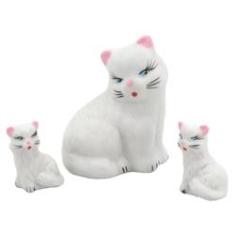Imagem de Estatueta Familia De Gato Em Miniatura De Ceramica 3 Peças