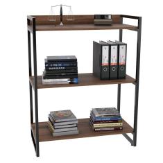 Imagem de Estante Estilo Industrial 80cm 3 Prateleiras C08 Nogal